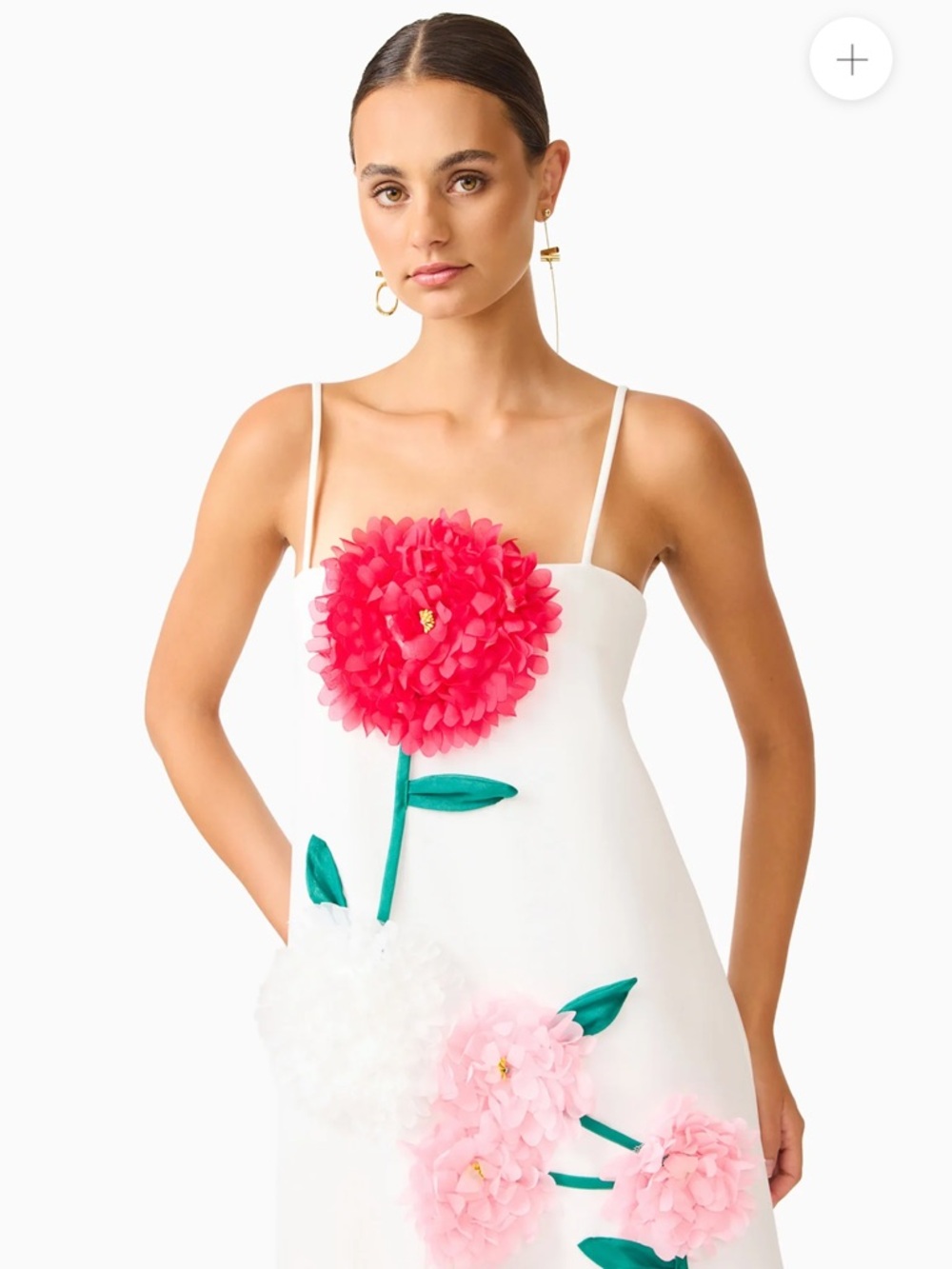Elliatt White Maxi Dress with Red, Pink and Yellow Floral Appliqués - Picture 5 of 5